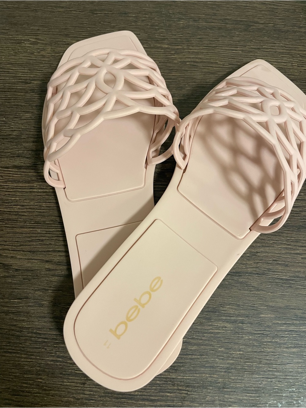 bebe Pink Woven Slide Sandals - Lightweight Women's Flats